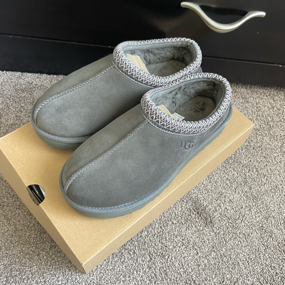UGG Tasman Women's Gray Suede Cozy Lined Slippers
